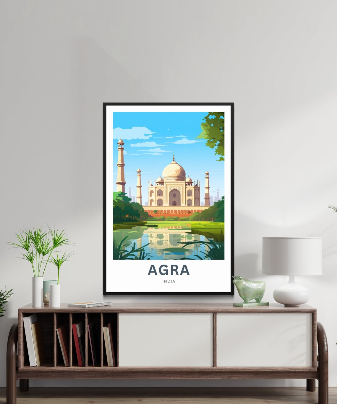 Taj Mahal Agra India Personalized Custom Text Vintage Travel Poster - Image 2