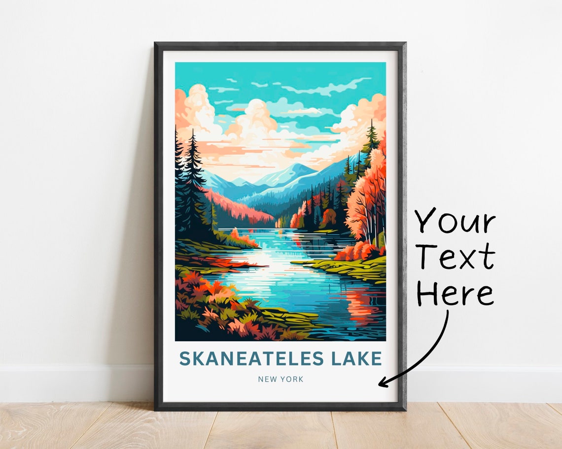 Skaneateles Lake New York Autumn Shore Personalized Travel Poster