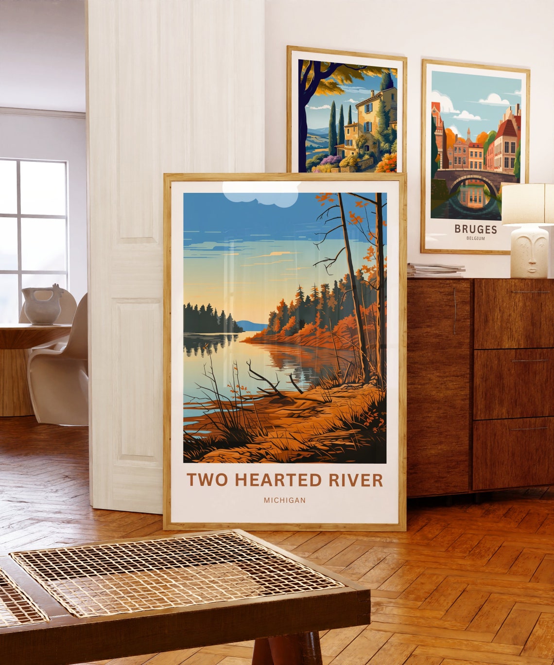 Two Hearted River Michigan Autumn Sunset Reflection Travel Poster - Image 5