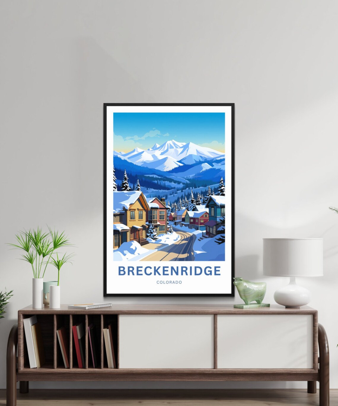 Breckenridge Colorado Snowy Street Houses Mountain View Poster - Image 2