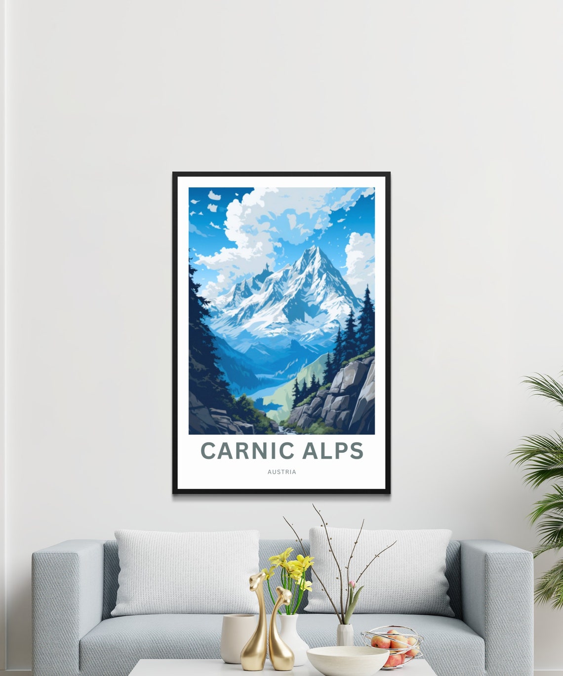 Personalized Carnic Alps Austria Snow Peak Forest Travel Poster - Image 3