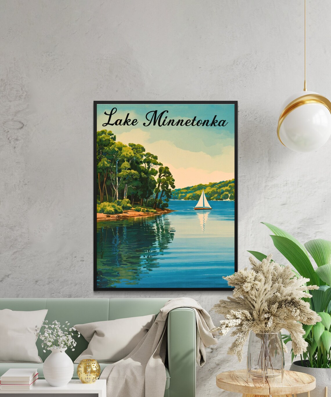 Lake Minnetonka Sailboat Lakeside Sunset Vintage Travel Poster - Image 5