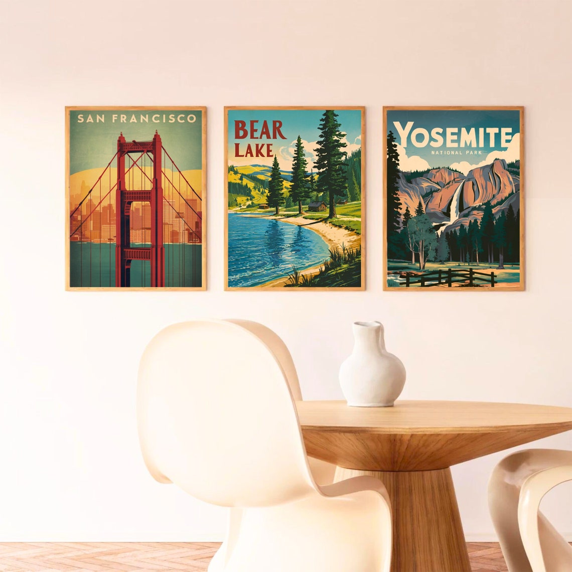 Bear Lake Vintage Lakeside Cabins Pine Forest Mountain Poster - Image 3
