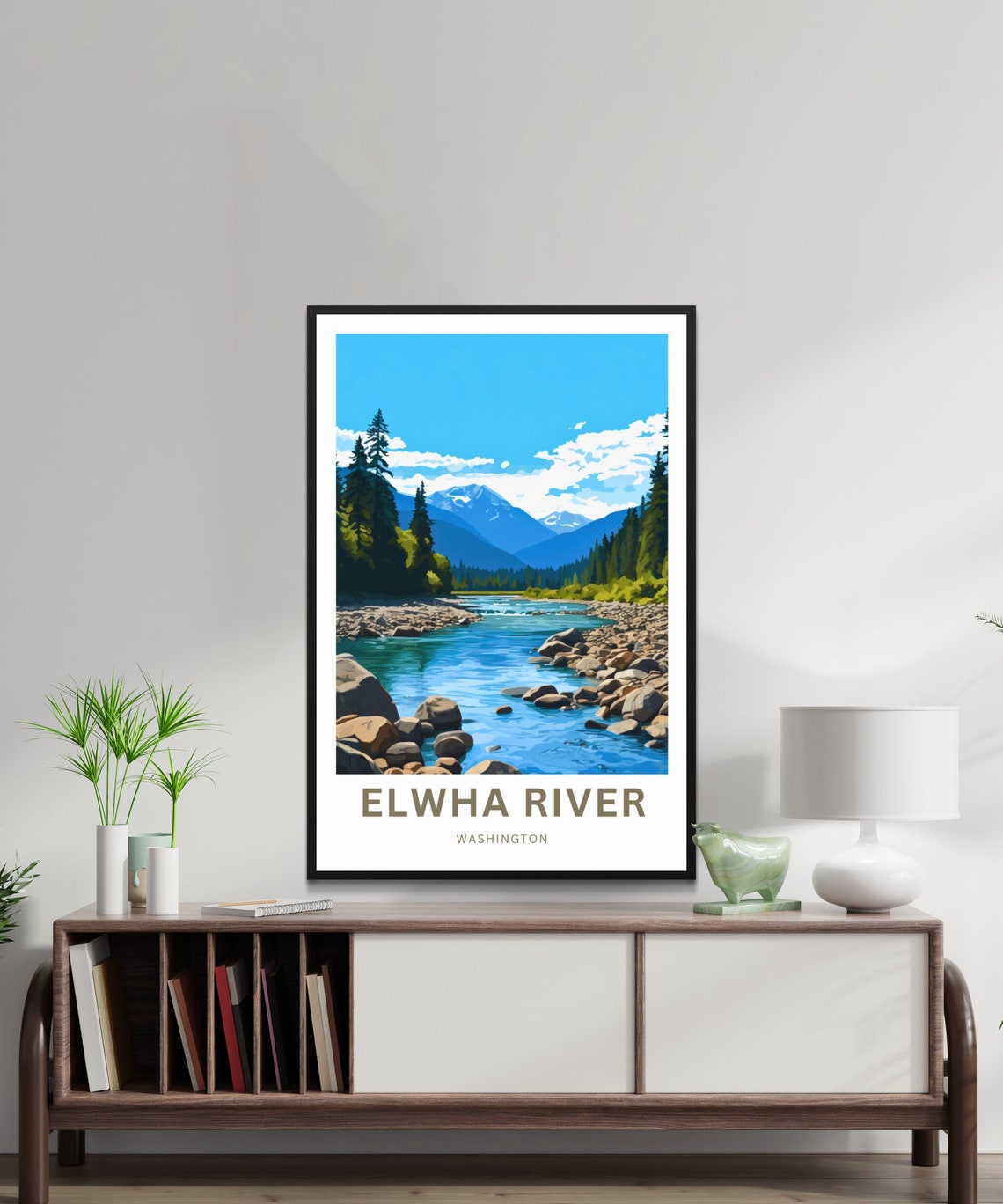 Elwha River Washington Blue River Rapids Rocky Peaks Travel Poster - Image 2