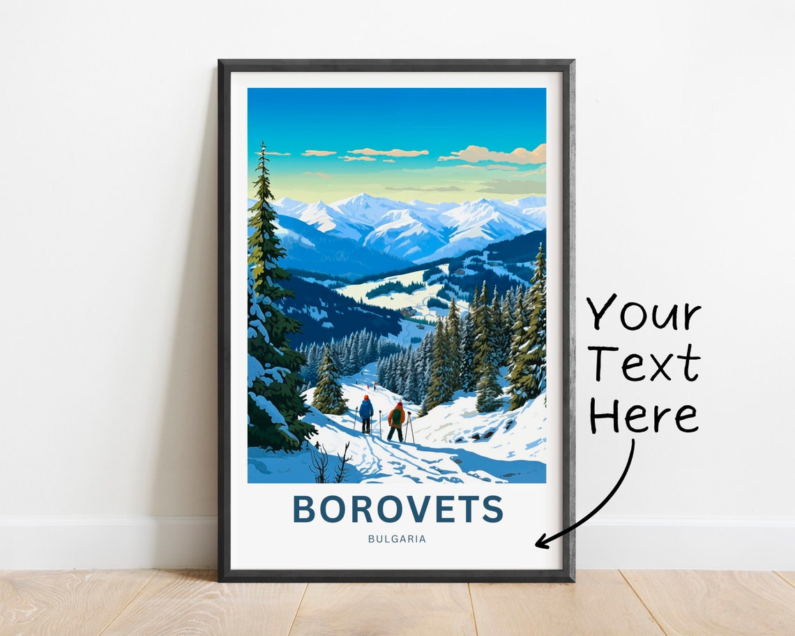Borovets Bulgaria Skiers Pines Fresh Personalized Travel Poster