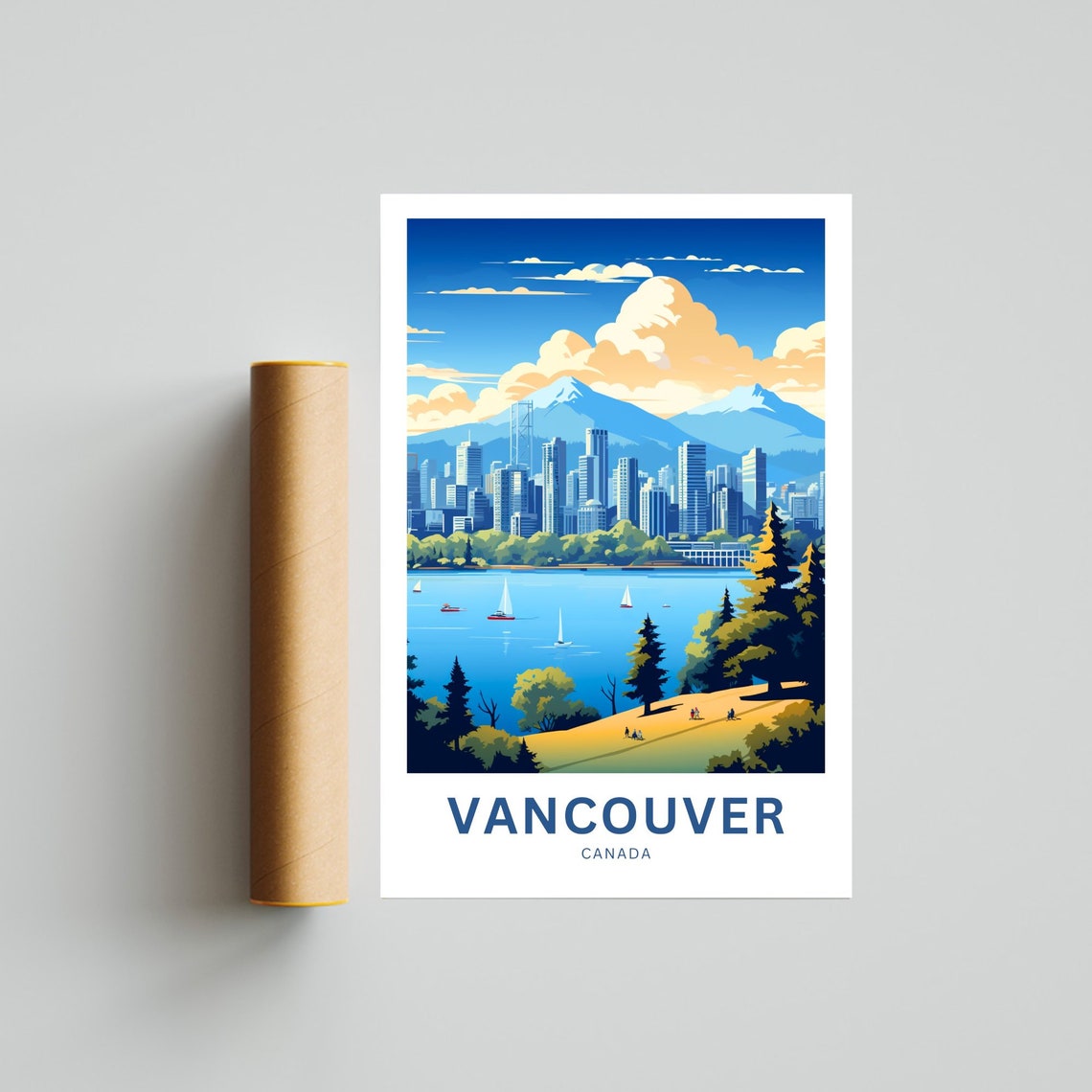 Vancouver Canada Personalized Skyline Harbor Sailboats Travel Poster - Image 4