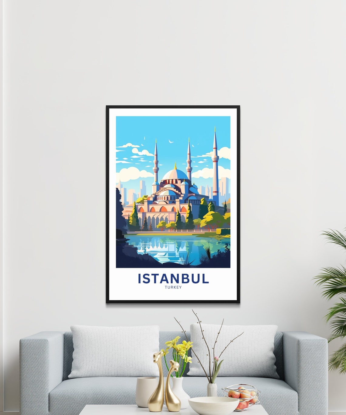 Istanbul Turkey Grand Mosque Minarets Skyline Clear Day Poster - Image 3