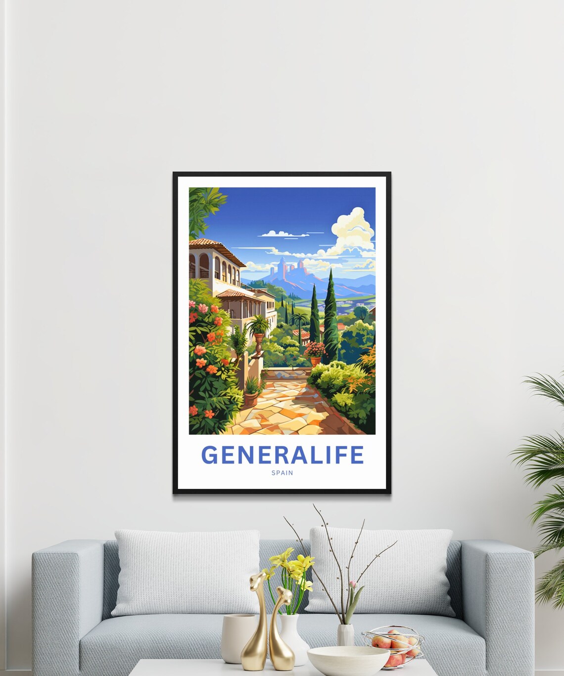 Generalife Spain Stone Path Villa View Garden Terrace Travel Poster - Image 3