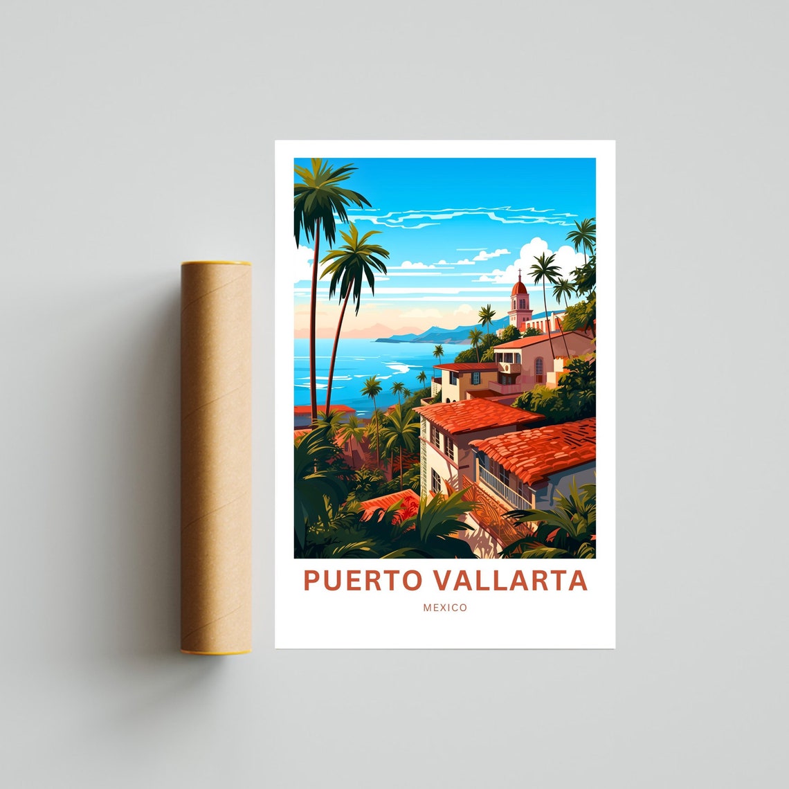 Puerto Vallarta Travel Print Puerto Vallarta Poster Mexico Wall Art Framed Present Gift Mexico Decor Present Customize Your Text - Image 4