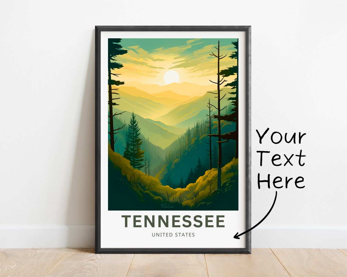 Personalized Tennessee Misty Mountains Morning Illustrated Poster