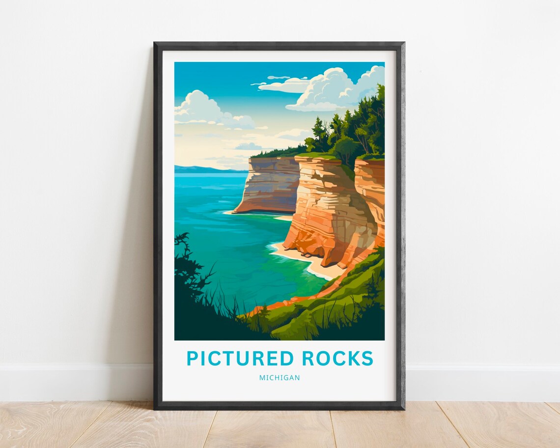 Pictured Rocks Michigan Gift Wall Art Print