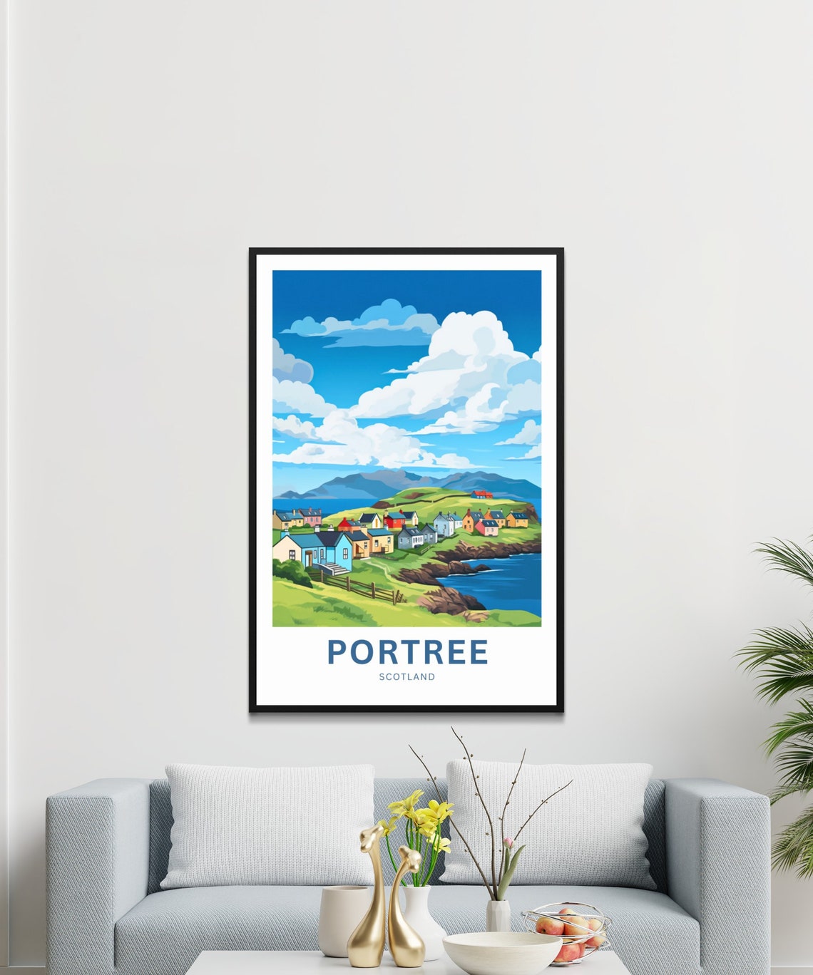 Portree Scotland Cottages Personalized Custom Text Gift Poster - Image 2