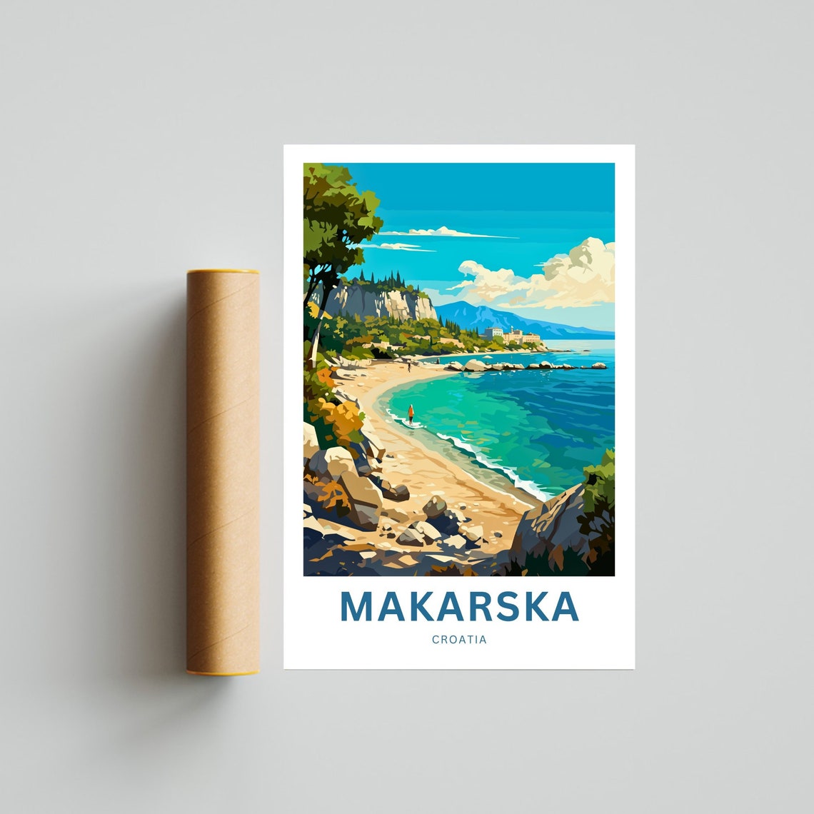 Personalized Makarska Croatia Beach Custom Text Adriatic Travel Poster - Image 4