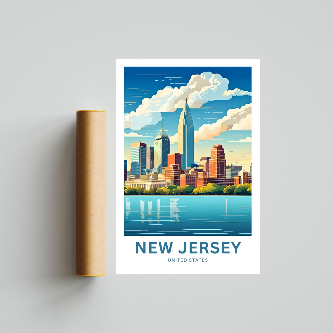 Personalized New Jersey Daytime Skyline Waterfront Park Poster - Image 4