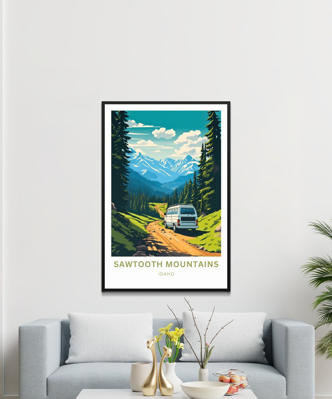 Sawtooth Mountains Idaho Camper Van Adventure Personalized Poster - Image 4