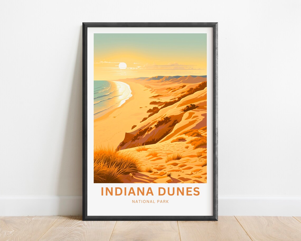 Indiana Dunes National Park Golden Sunset Lake Michigan Poster