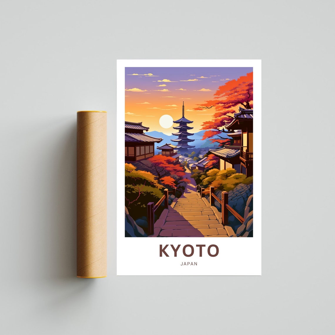 Personalized Kyoto Japan Pagoda Autumn Sunset Temple Town Poster - Image 4