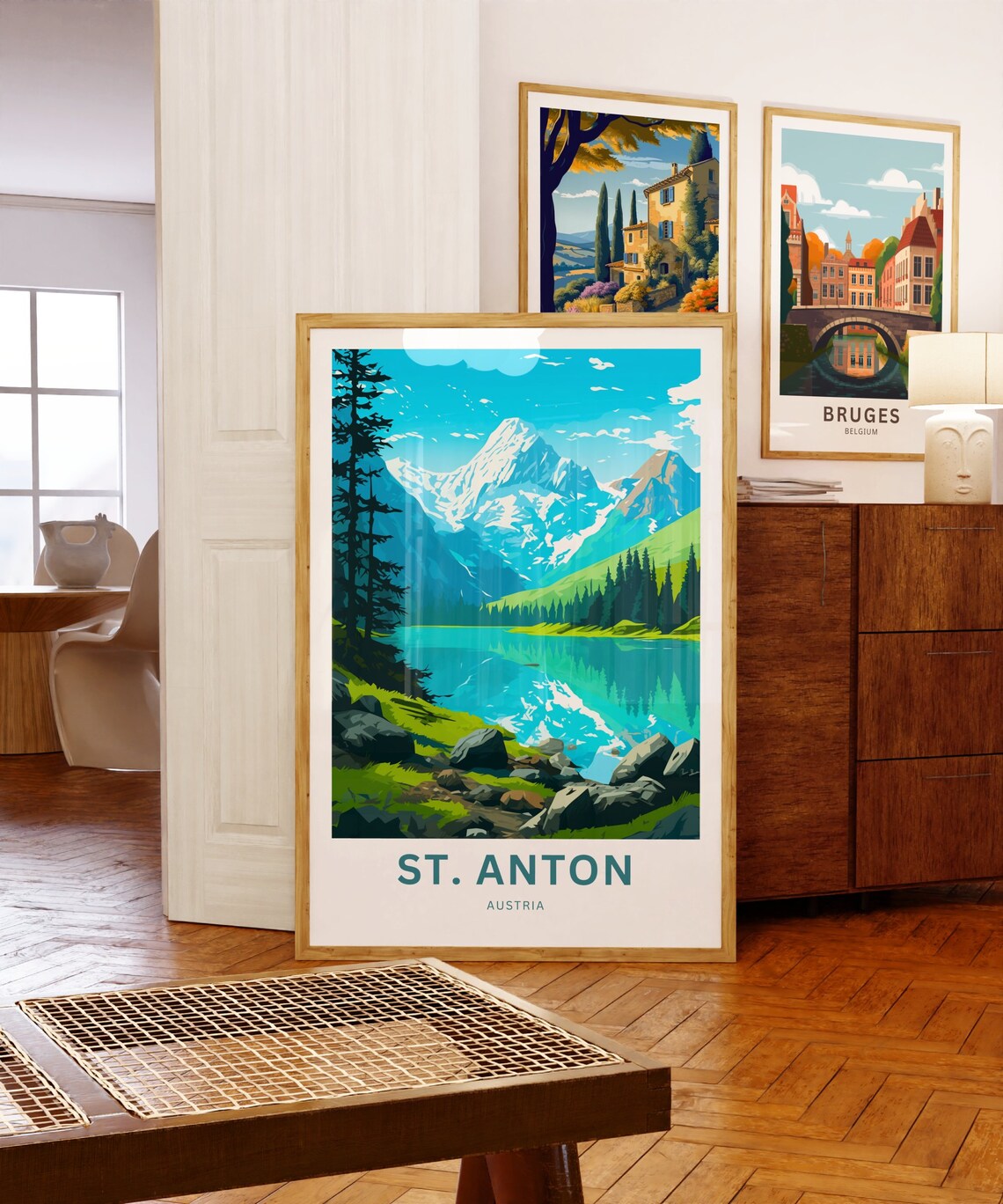St. Anton Austria Alpine Lake Mountain Reflection Summer Travel Poster - Image 5