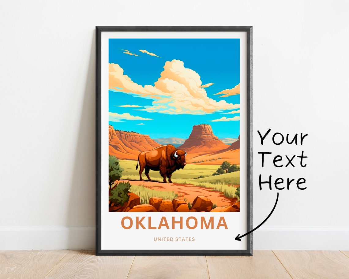 Personalized Oklahoma Bison Prairie United States Custom Poster