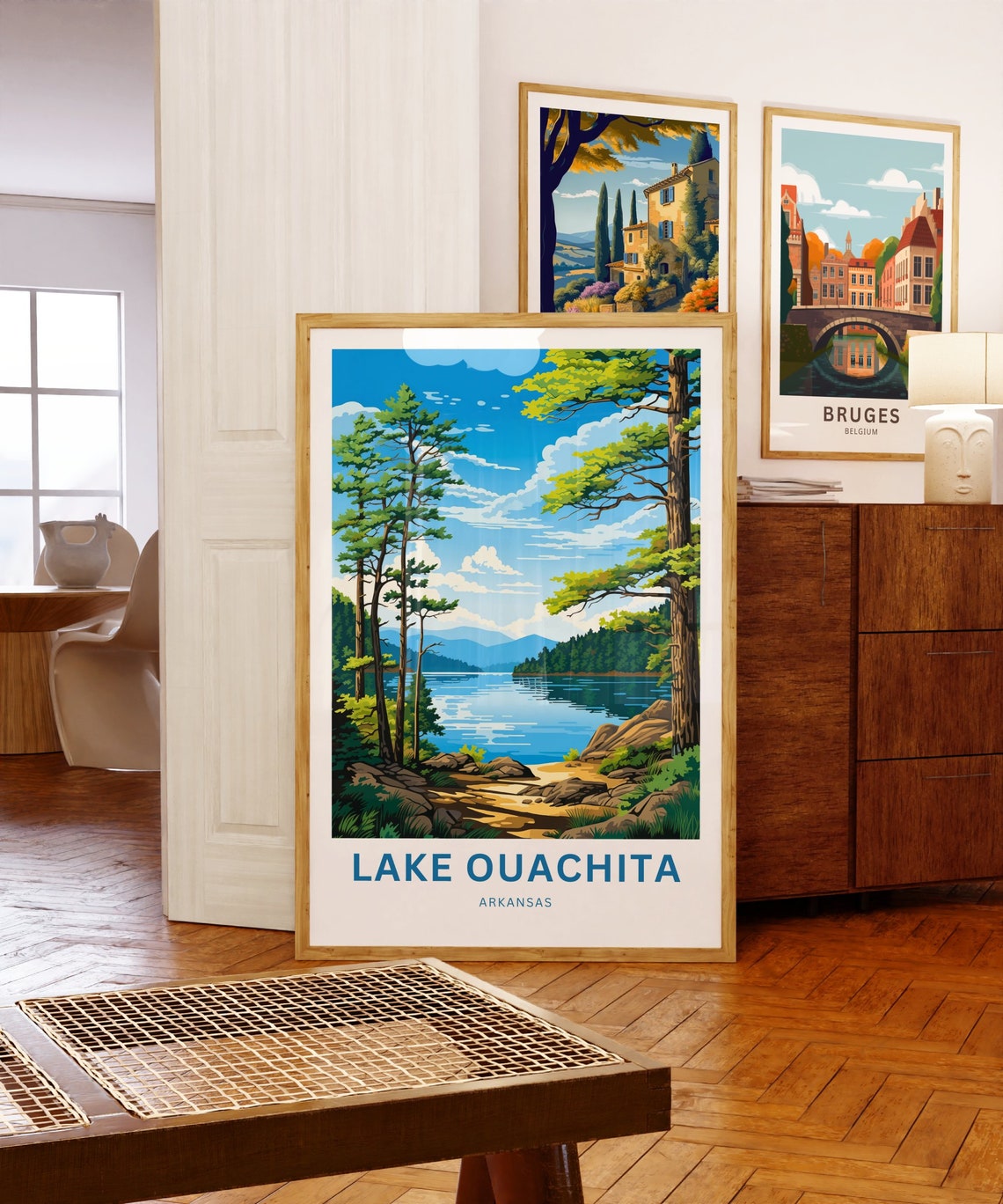Lake Ouachita Arkansas Pine Lake Scene Custom Text Travel Poster Art - Image 5