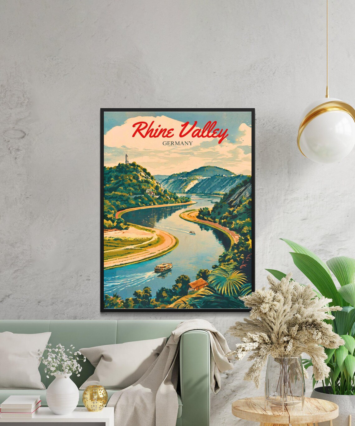 Rhine Valley Vintage Travel Poster, Germany Travel Poster - Image 4
