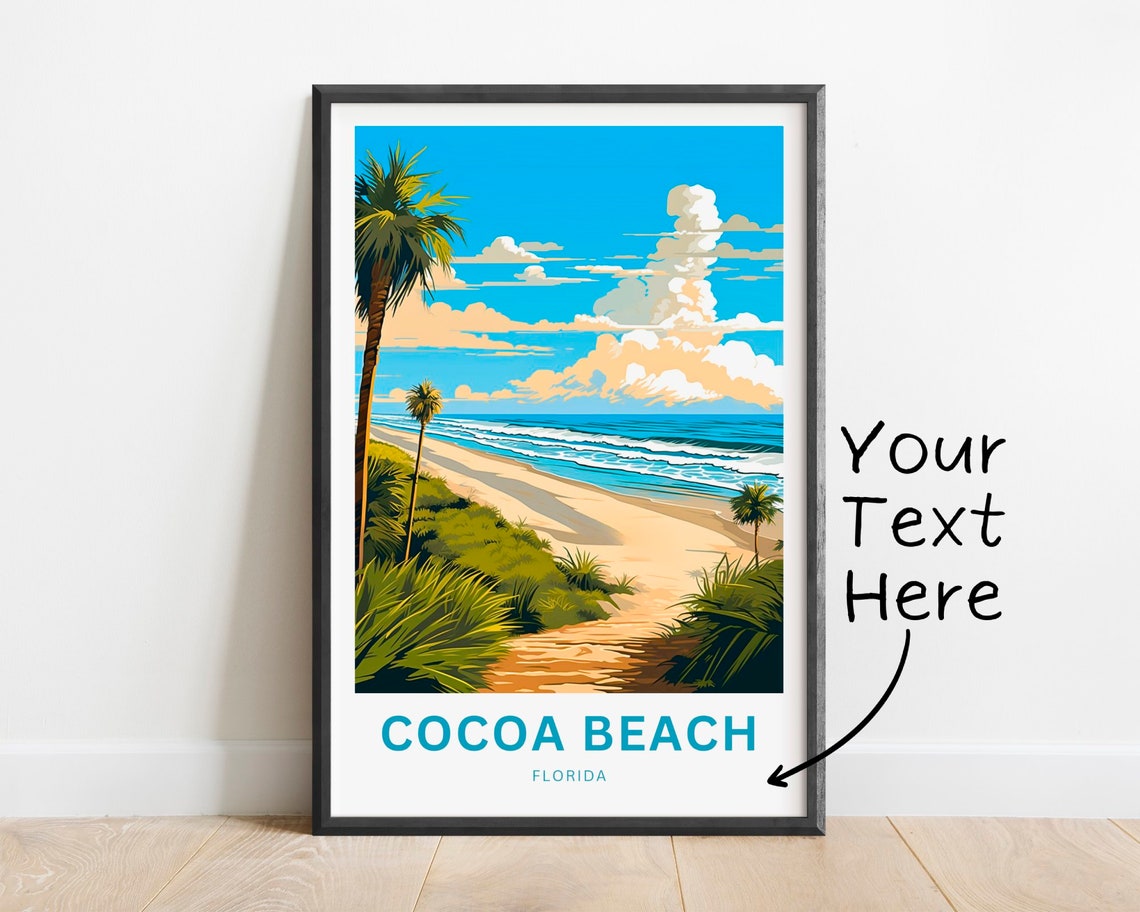 Personalized Cocoa Beach Florida Custom Gift Beach Travel Poster