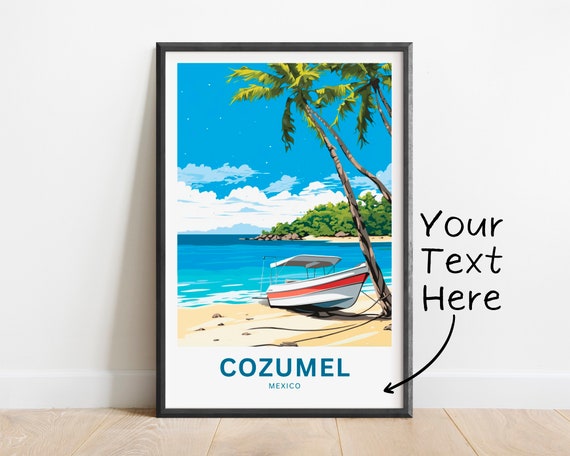 Personalized Cozumel Travel Print Cozumel Poster Mexico Wall Art Framed Present Gift Mexico Present