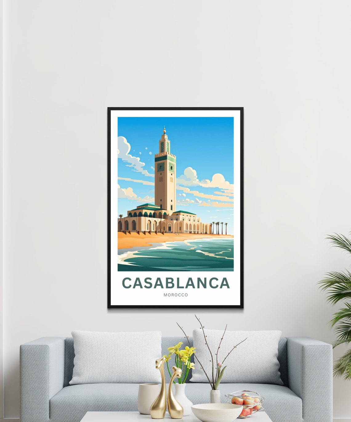 Casablanca Morocco Hassan II Mosque Ocean Minaret Seaside Poster - Image 3