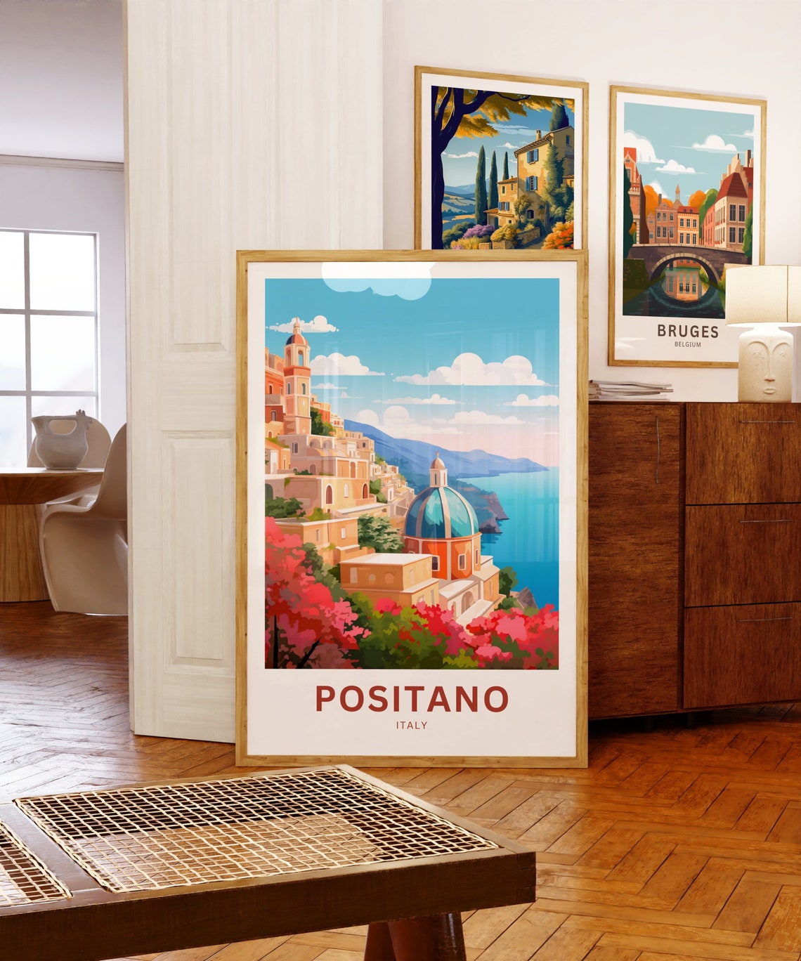 Positano Italy Custom Text Domed Church Cliffside Coast Travel Poster - Image 5