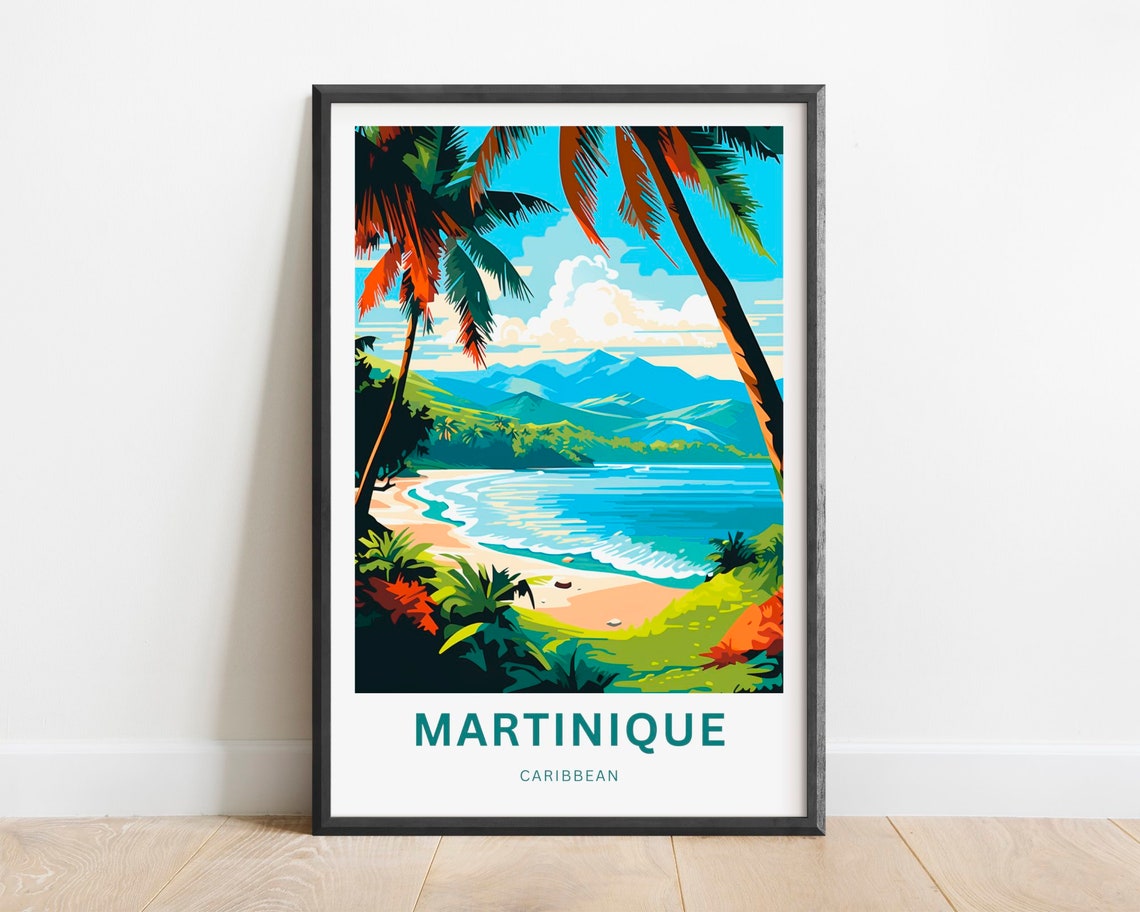 Martinique Travel Print Martinique Poster Caribbean Wall Art Framed Present Gift Caribbean Present