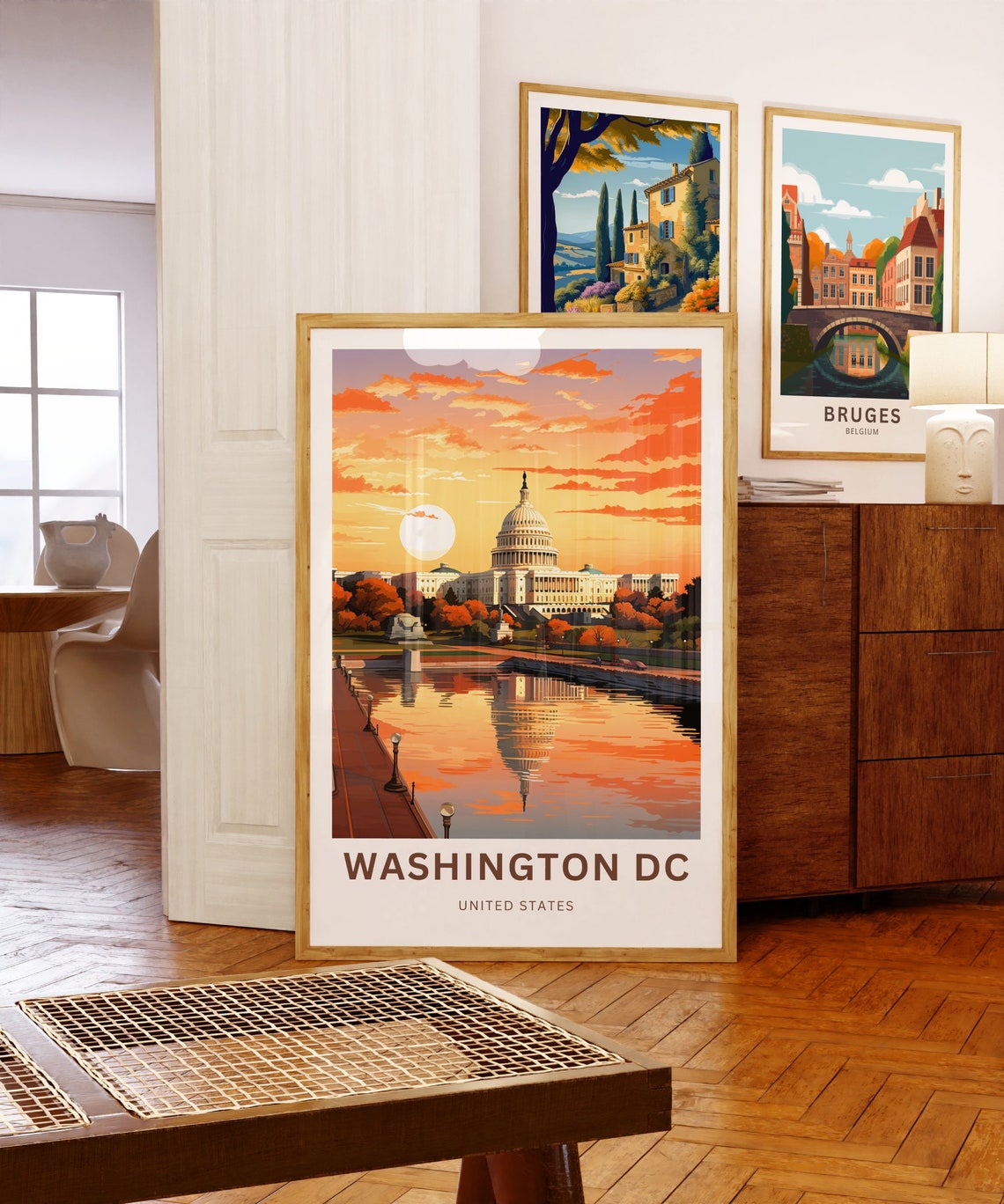 Washington DC US Capitol Sunset Reflection Personalized Poster - Image 5