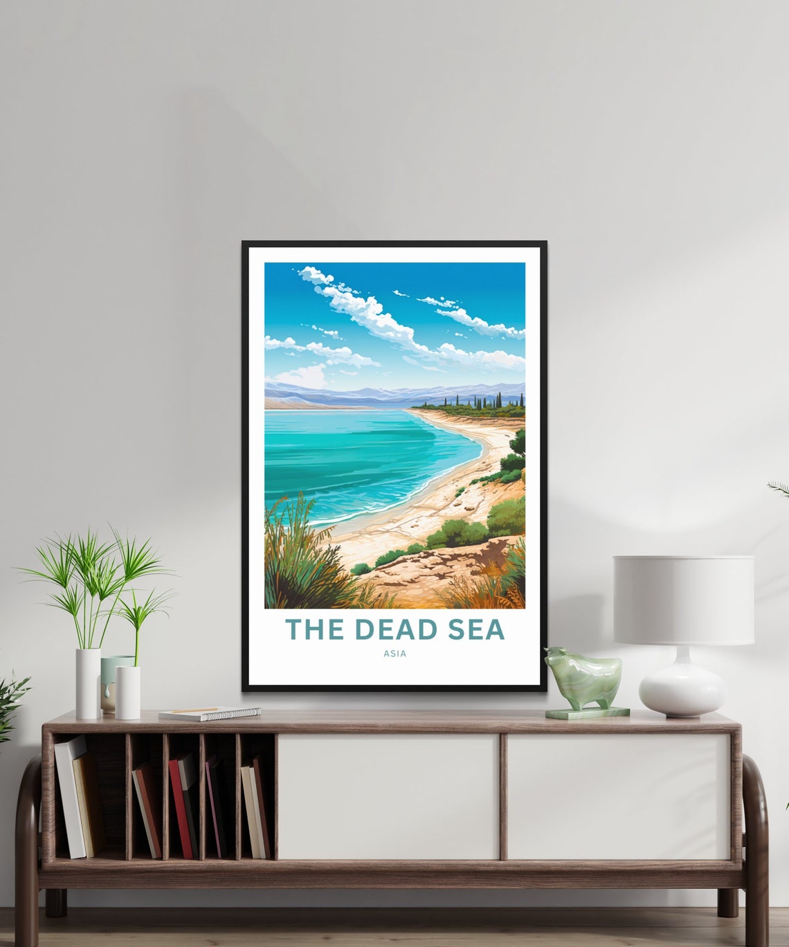 The Dead Sea Asia Turquoise Shoreline Curving Beach View Poster - Image 2