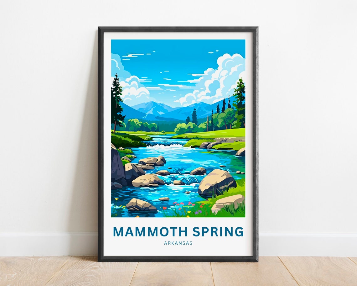 Mammoth Spring Arkansas Boulders Creek Mountain View Travel Poster