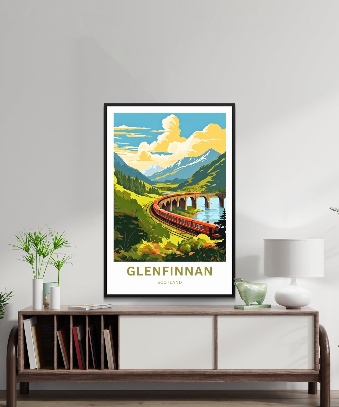 Glenfinnan Viaduct Curved Lake Crossing Train Scotland Poster - Image 2