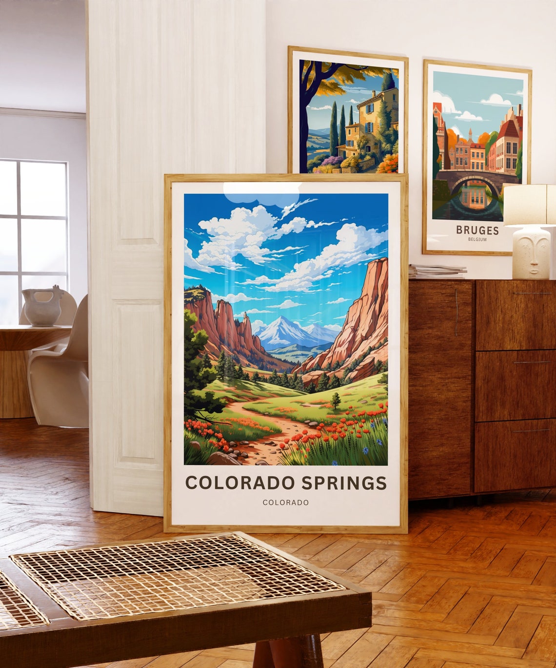 Colorado Springs Colorado Travel Poster with Red Rocks and Pikes Peak - Image 5