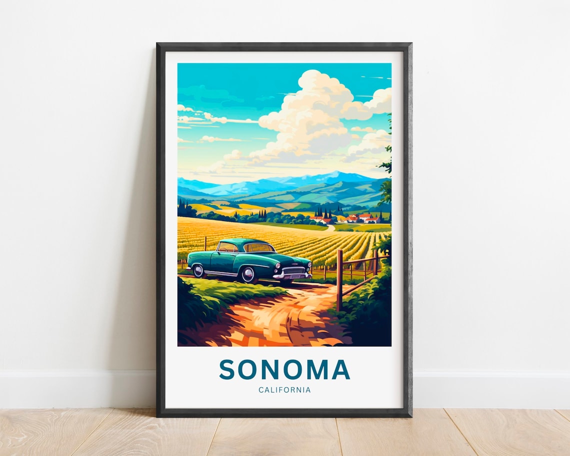 Sonoma Travel Poster, California Wall Art Print