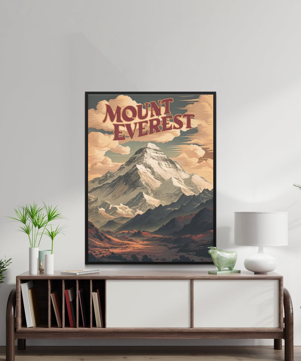 Mount Everest Rust Red Clouds Snow Summit Autumn Valley Poster - Image 2