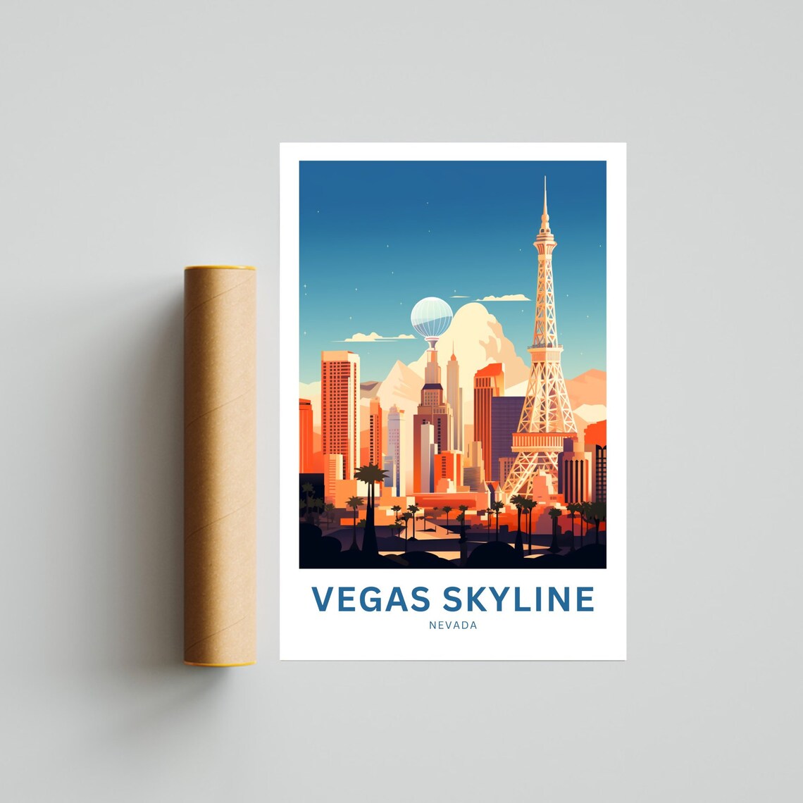 Vegas Skyline Nevada Strip Hotels Lights Evening City Travel Poster - Image 4