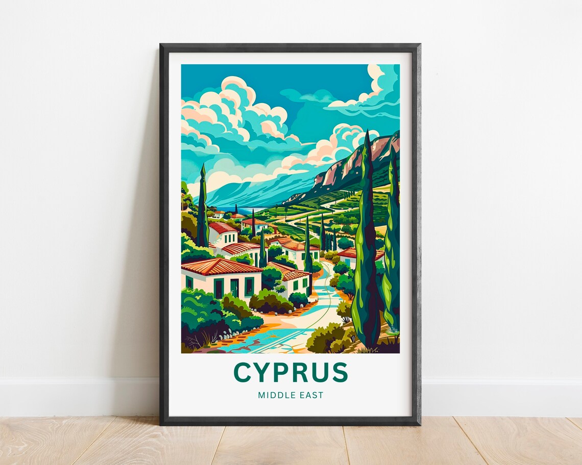 Cyprus Travel Poster, Middle East Wall Art