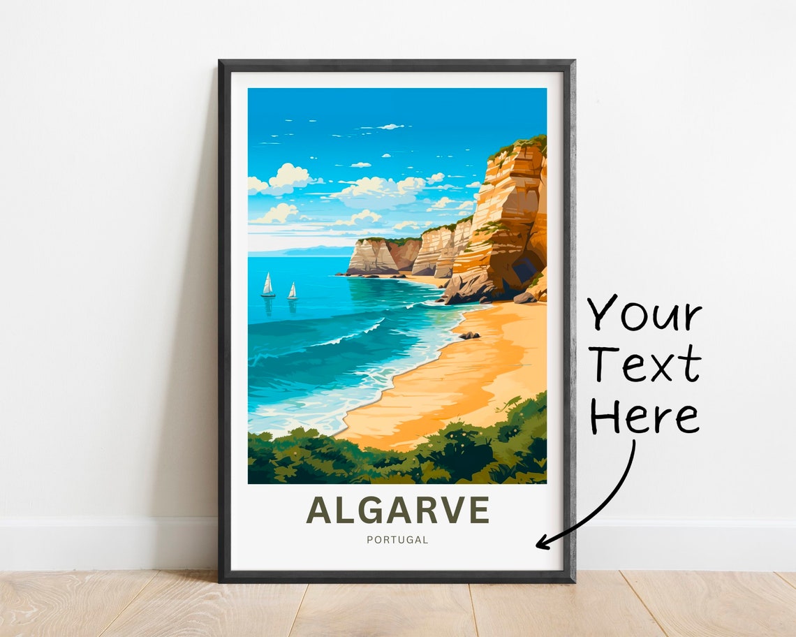 Personalized Algarve Portugal Towering Cliffs Bay Scene Poster
