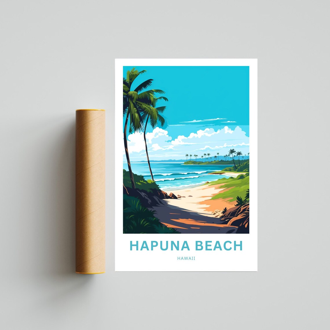 Hapuna Beach Travel Poster, Hawaii Wall Art - Image 4