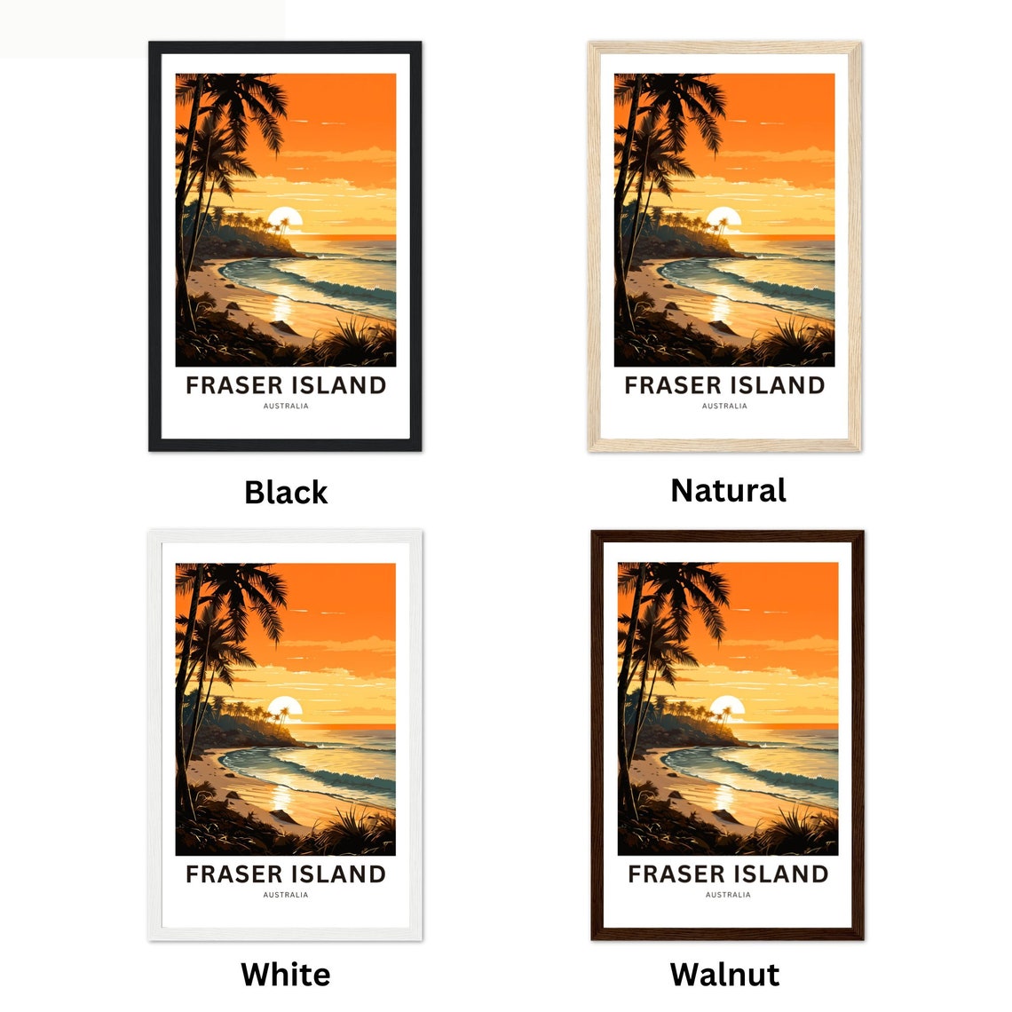Fraser Island Australia Stunning Golden Sunset Beach Waves Poster - Image 2