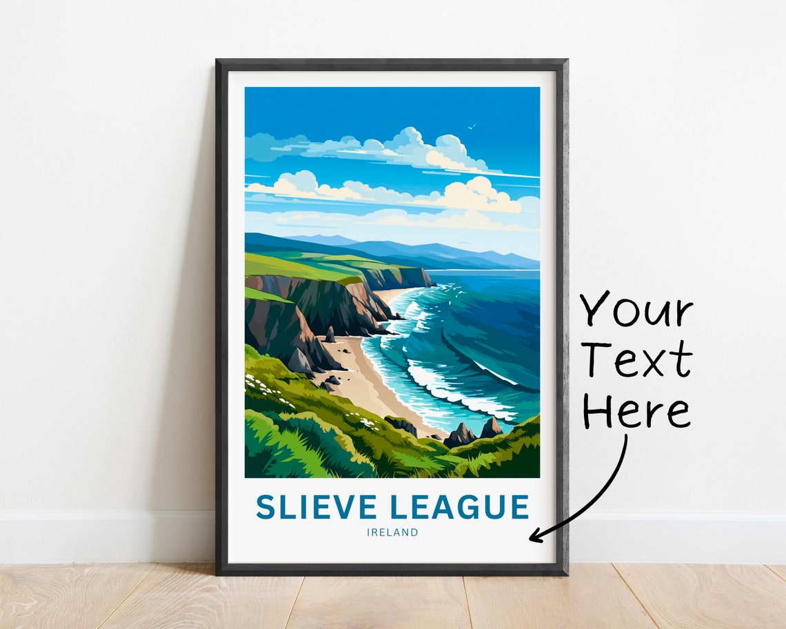 Slieve League Ireland Personalized Cliff Beach Ocean Travel Poster