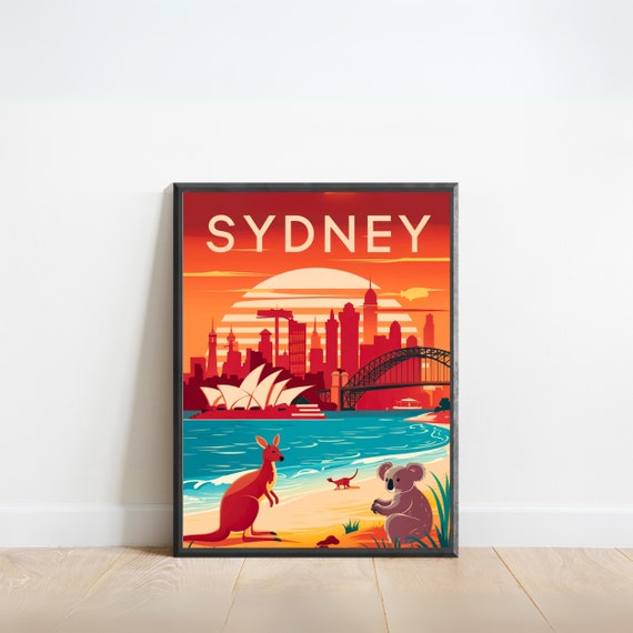Sydney Vintage Travel Poster, Australia Wall Art