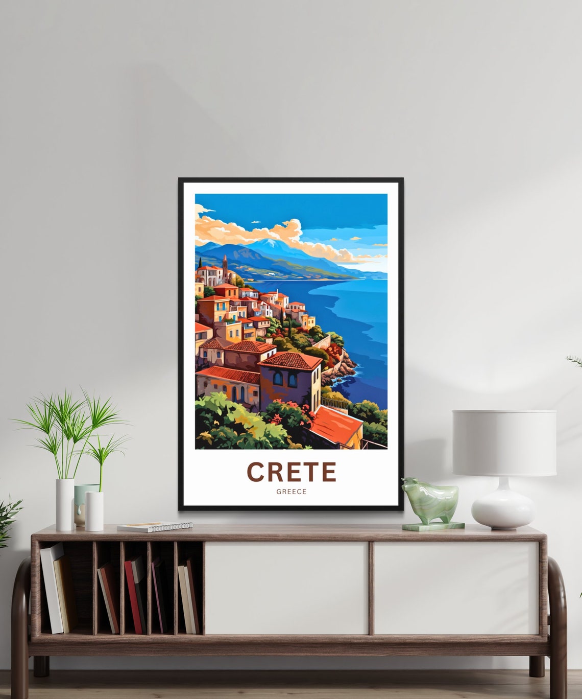 Personalized Crete Greece Seaside Cliffside Village Travel Poster - Image 2