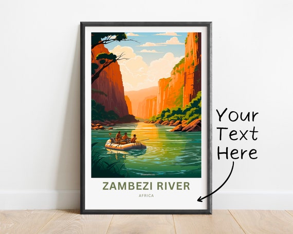 Personalized Zambezi River Travel Print Zambezi River Poster Africa Wall Art Framed Present Gift Africa Present