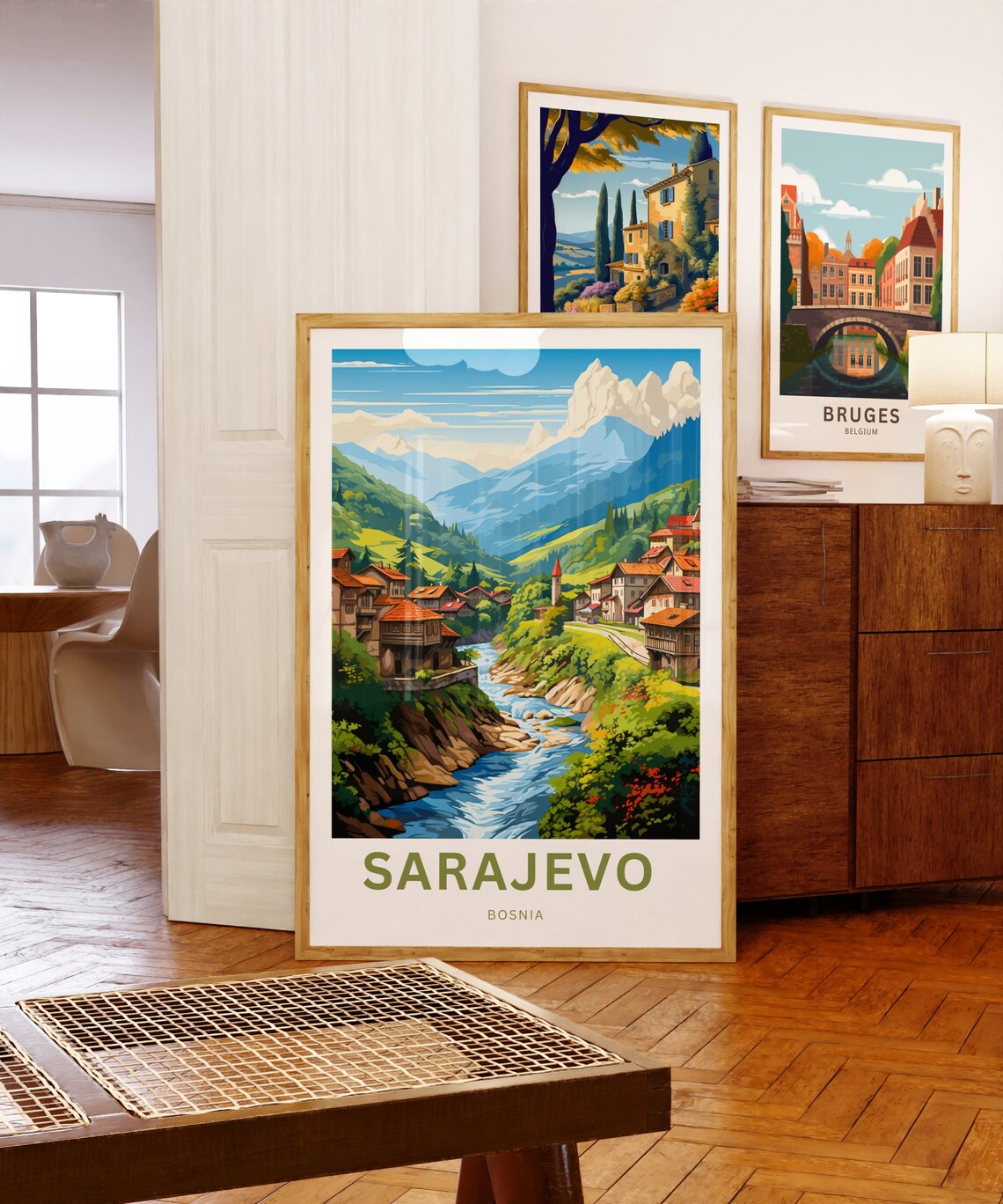 Personalized Sarajevo Bosnia Mountain Town River Travel Poster - Image 5