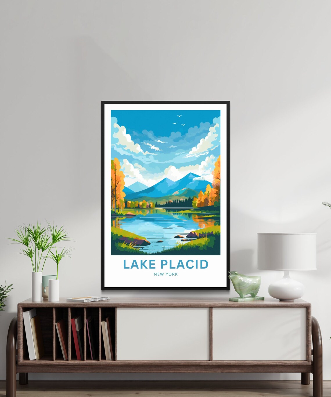 Lake Placid New York Autumn Adirondack Mountain Lake Travel Poster - Image 2