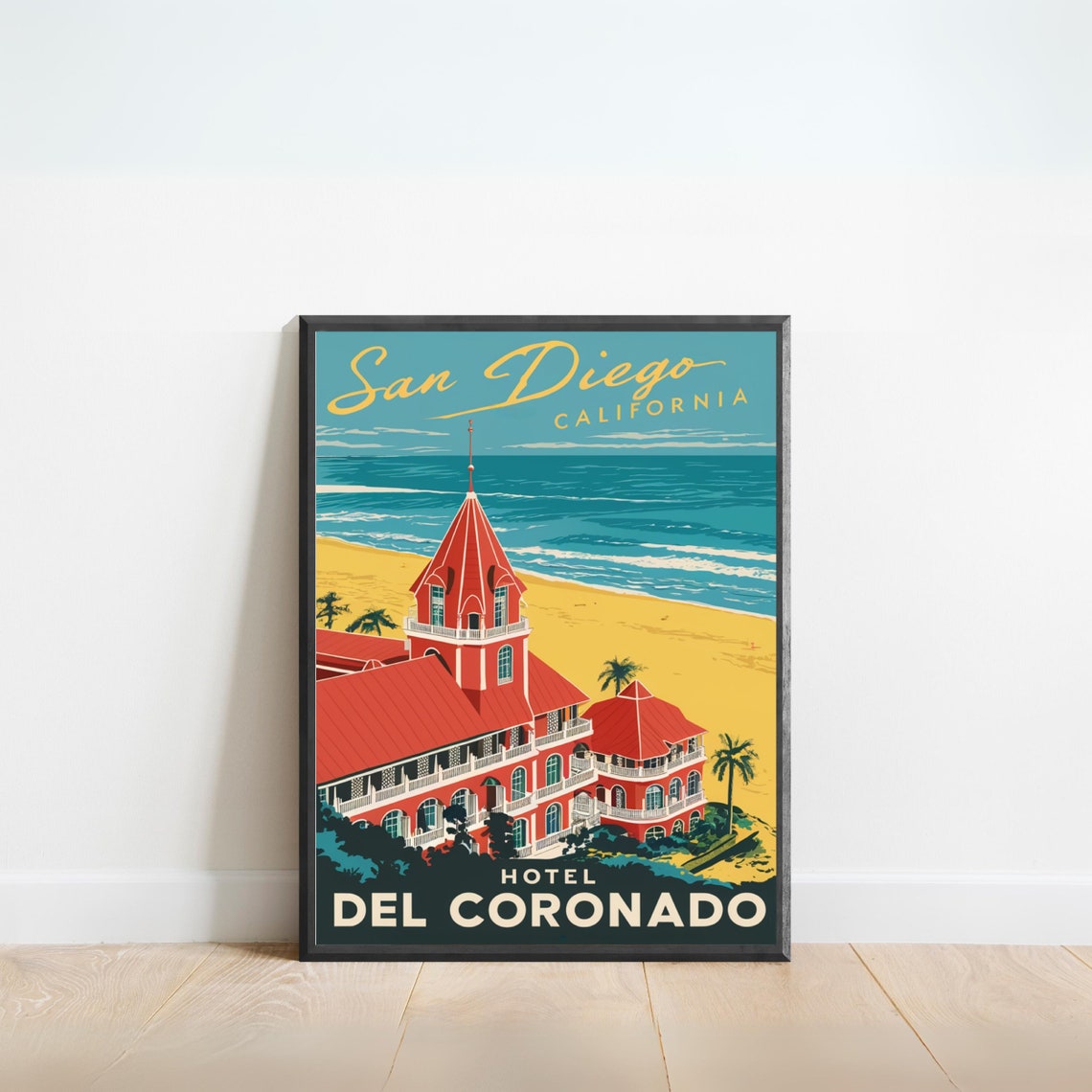 San Diego Hotel Del Coronado California Coast Vintage Poster