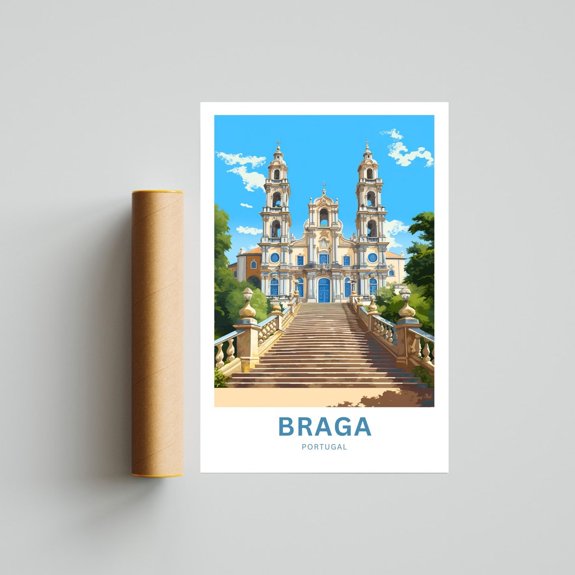 Braga Portugal Grand Staircase Baroque Sanctuary Personalized Poster - Image 4